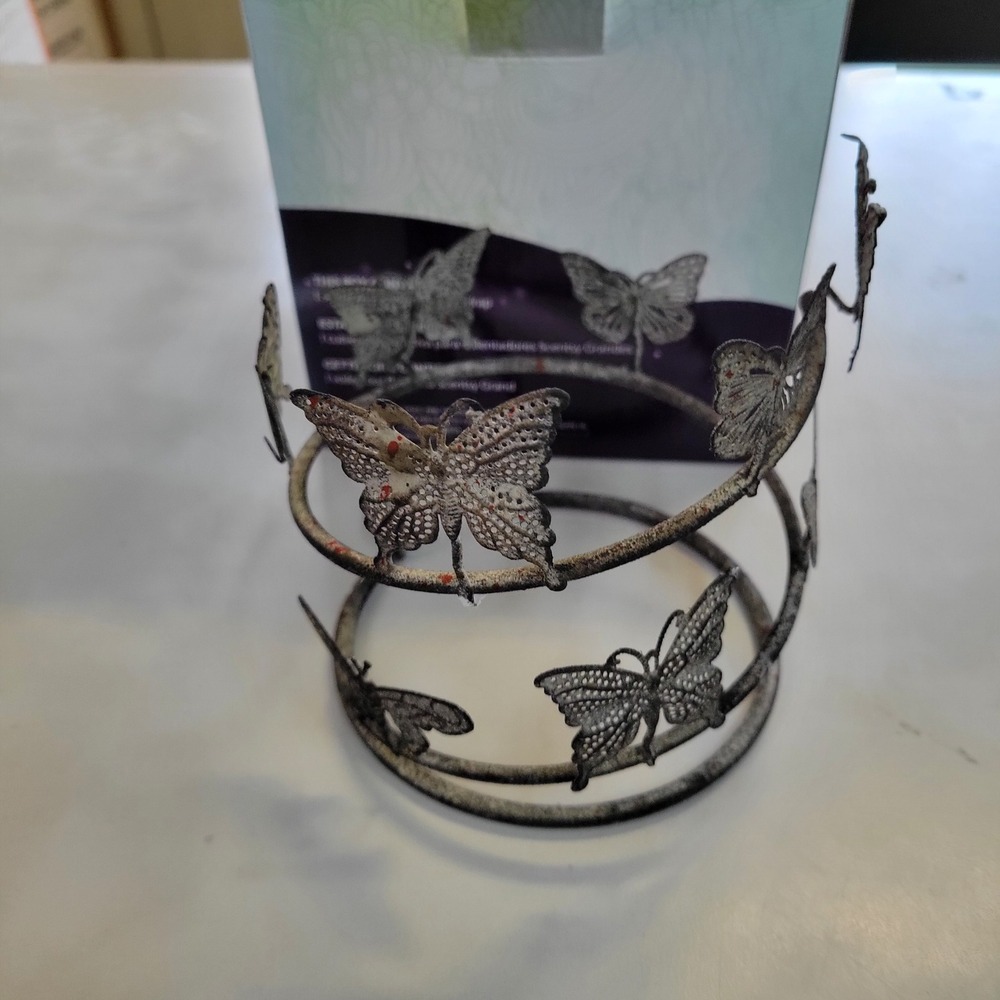 Scentsy Butterfly Full Size Warmer‎ Wrap Metal Distressed Rustic Silver Finish
